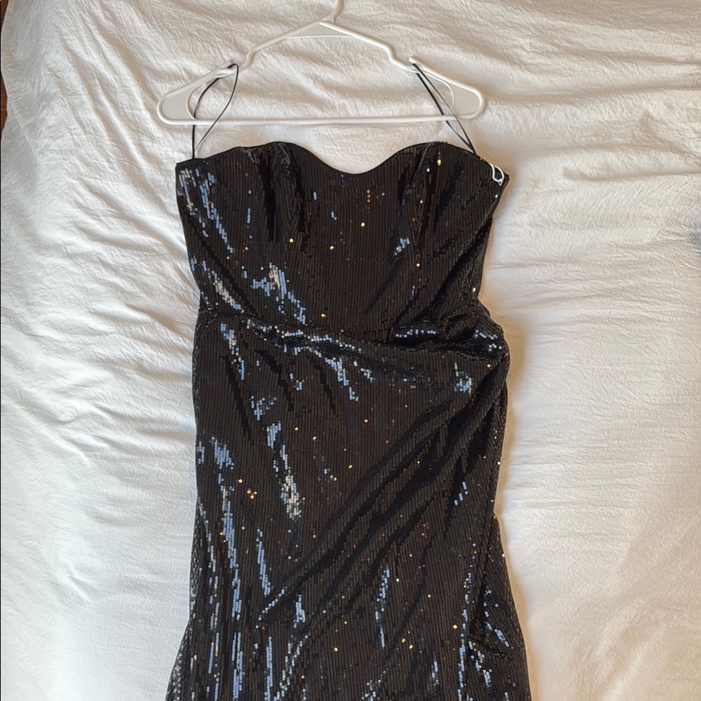 Reformation Elegant Black Sequin Dress